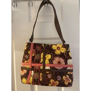 Vera Bradley Purse Handbag Floral Pink Brown Yellow